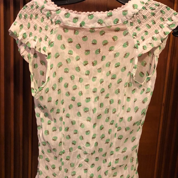 Cute Sheer Novelty Print Blouse -Green Tomatoes - Picture 8 of 8